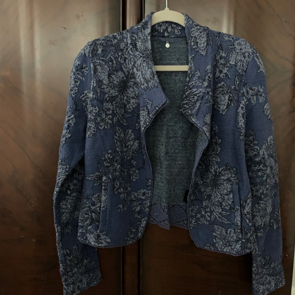 Anthropologie knitted and knitted blue jacket